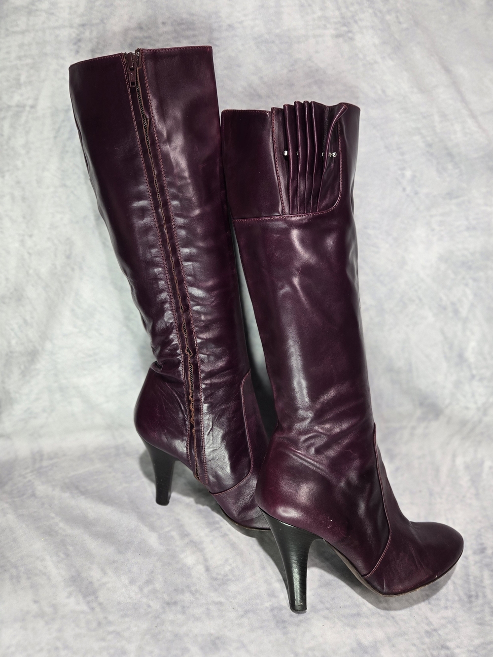 vintage Studio Pollini burgundy leather knee-high boots